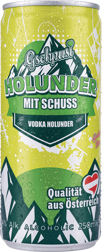 Gschpusi Holunder mit Schuss – 250 ml Dose, Vodka Holunder, 4 % vol