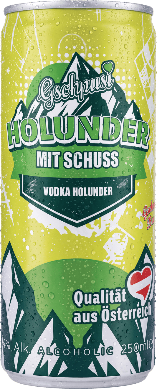 Gschpusi Holunder mit Schuss – 250 ml Dose, Vodka Holunder, 4 % vol