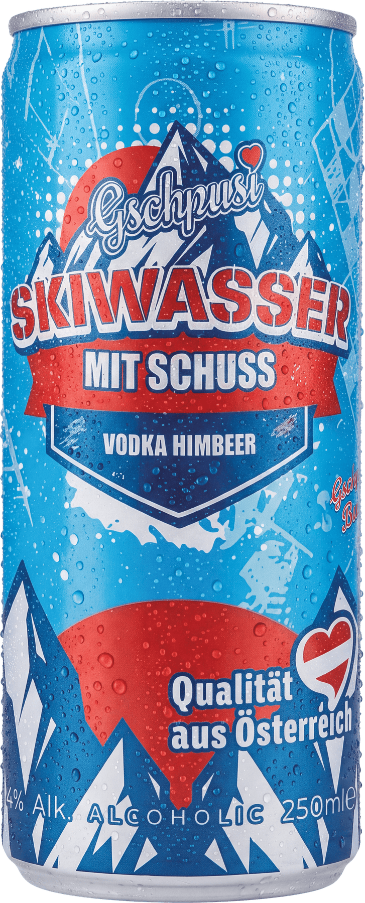 Gschpusi Skiwasser mit Schuss – 250 ml Dose, Vodka Himbeer, 4 % vol