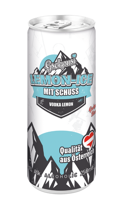 LEMON ICE mit Schuss – 12 Dosen 250ml – 4 % Vol. Alk. - Pfanddose 23,50 excl / 26,50 incl. Pfand