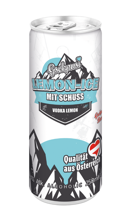 LEMON ICE mit Schuss – 12 Dosen 250ml – 4 % Vol. Alk. - Pfanddose 23,50 excl / 26,50 incl. Pfand