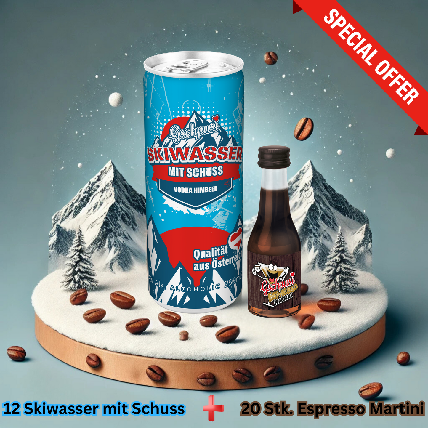 Skiwasser mit Schuss + Espresso Martini Pet 20er